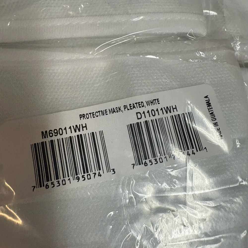 Pack of 36 Protective White Pleated Face Masks Individually Wrapped
